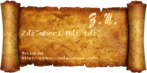 Zámbori Máté névjegykártya